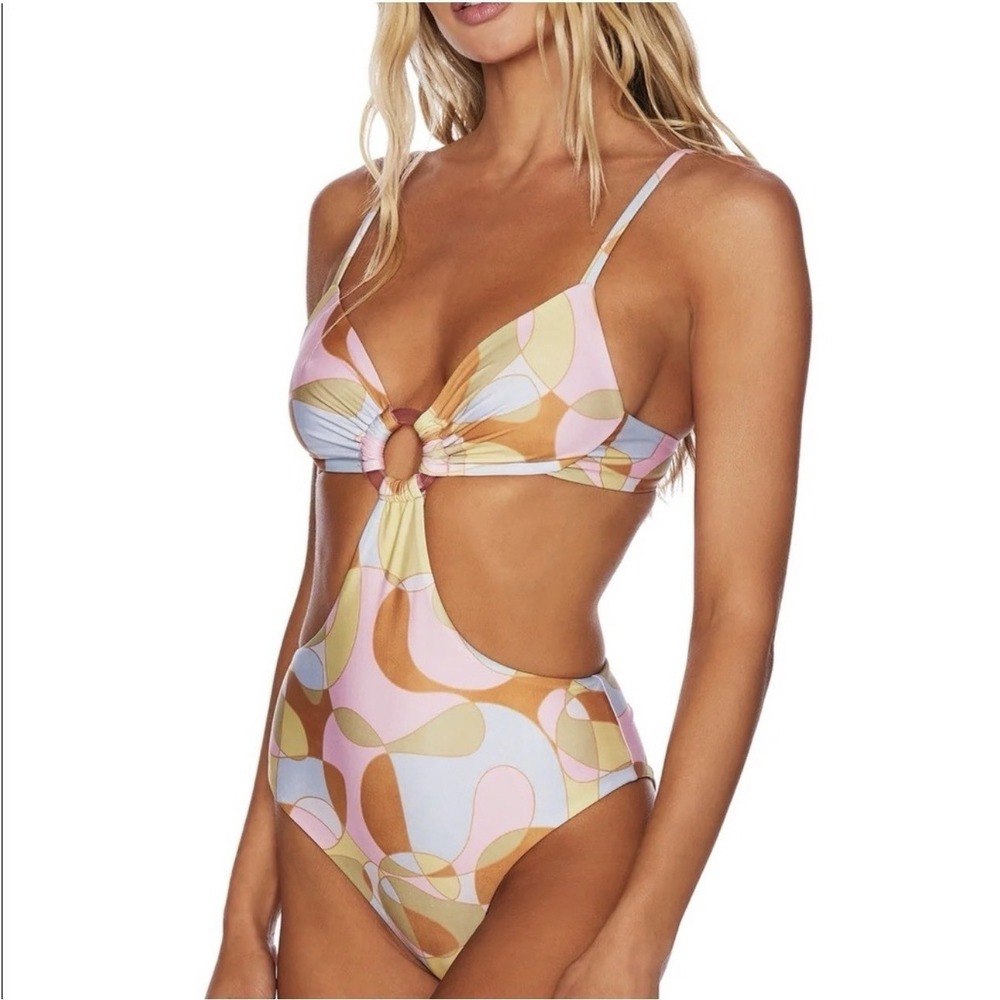 Beach Riot Kirsten One Piece Swimsuit Waikiki Wave Cutout Ring Monokini Sz XS